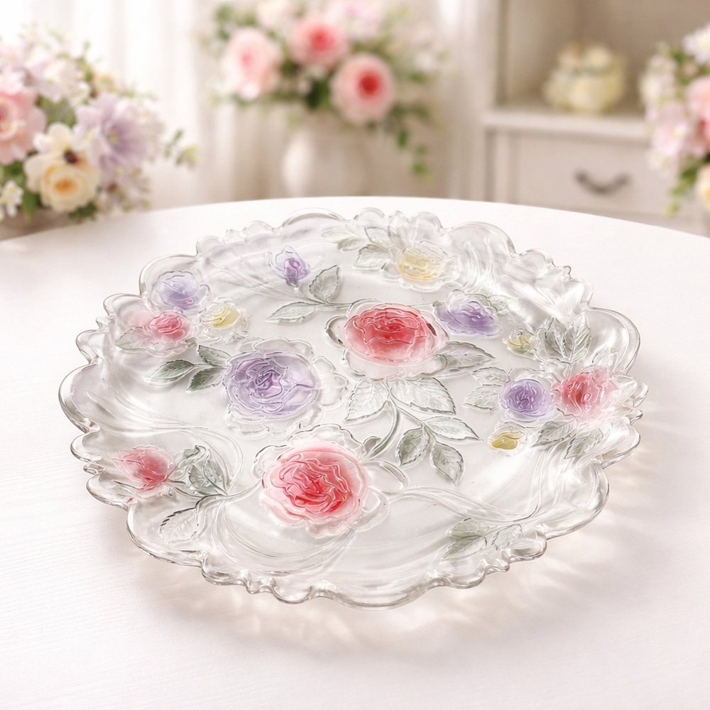 Vintage Mikasa "Bella Rosa" Glass Serving Platter